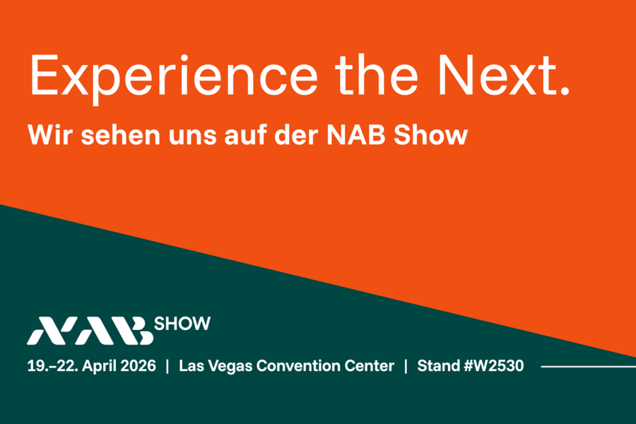 Save-the-Date-Grafik zur NAB Show 2026 in Las Vegas mit Termin und Standnummer W2530.