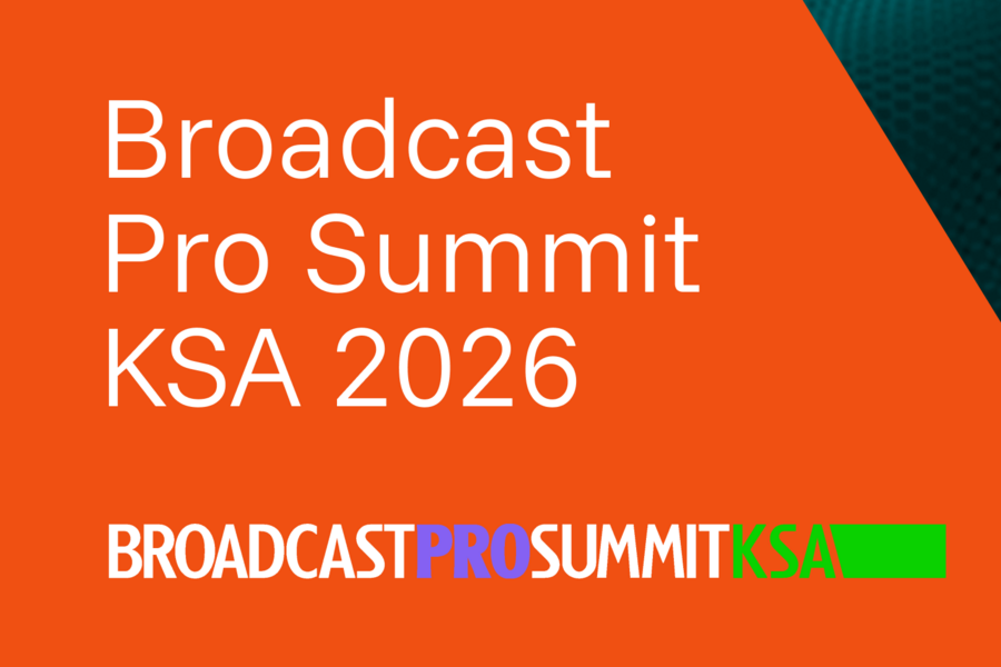 Event header for the Broadcast Pro Summit KSA 2026 with date and venue in Riyadh.