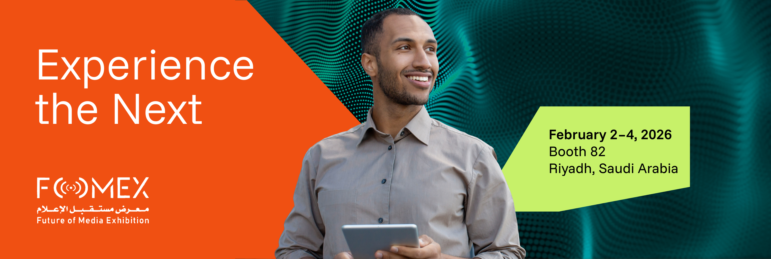 Event header for FOMEX 2026 with date and venue in Riyadh.