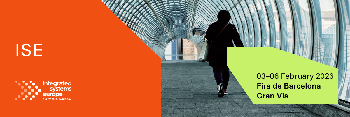 Graphic announcement for the ISE event on February 04–05, 2026, in Barcelona.