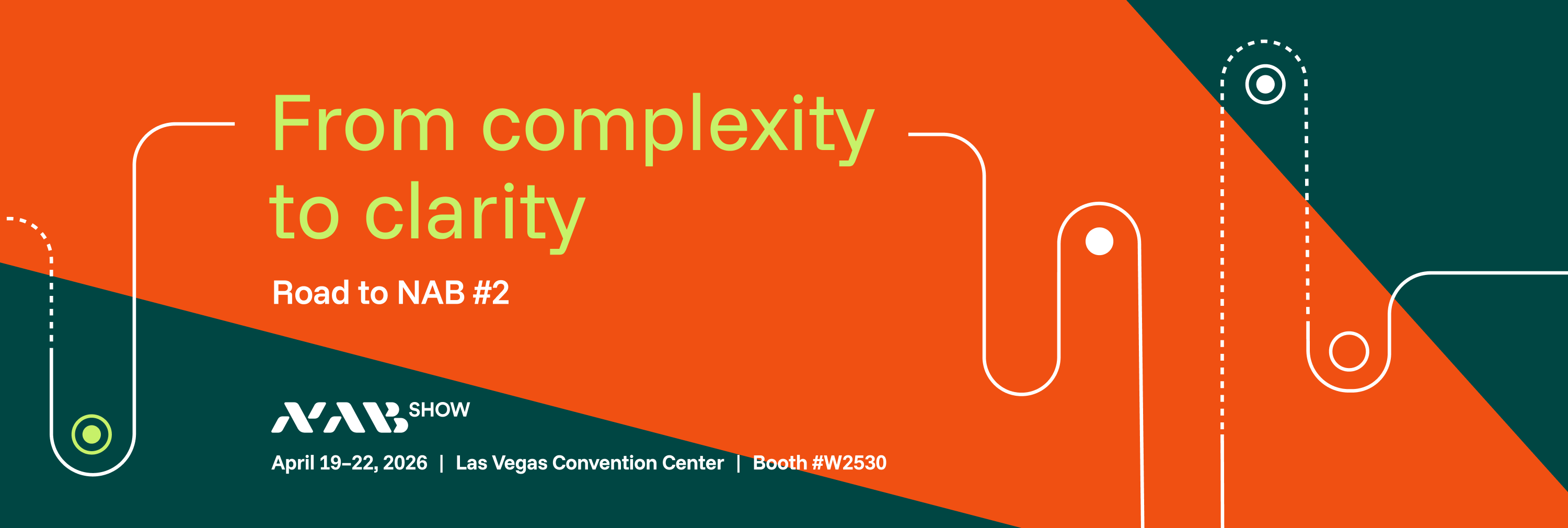 NAB event promotion with the claim “From complexity to clarity”.