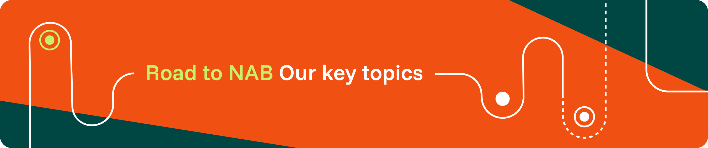 Colorful design with text: Road to NAB.